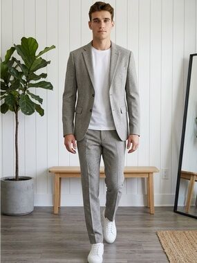 Men's Slim Dress Pants in Light Taupe